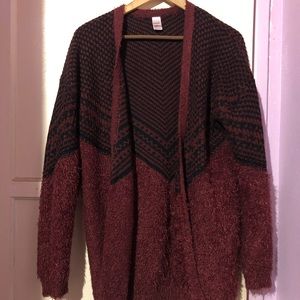 Warm Cozy Burgundy Cardigan